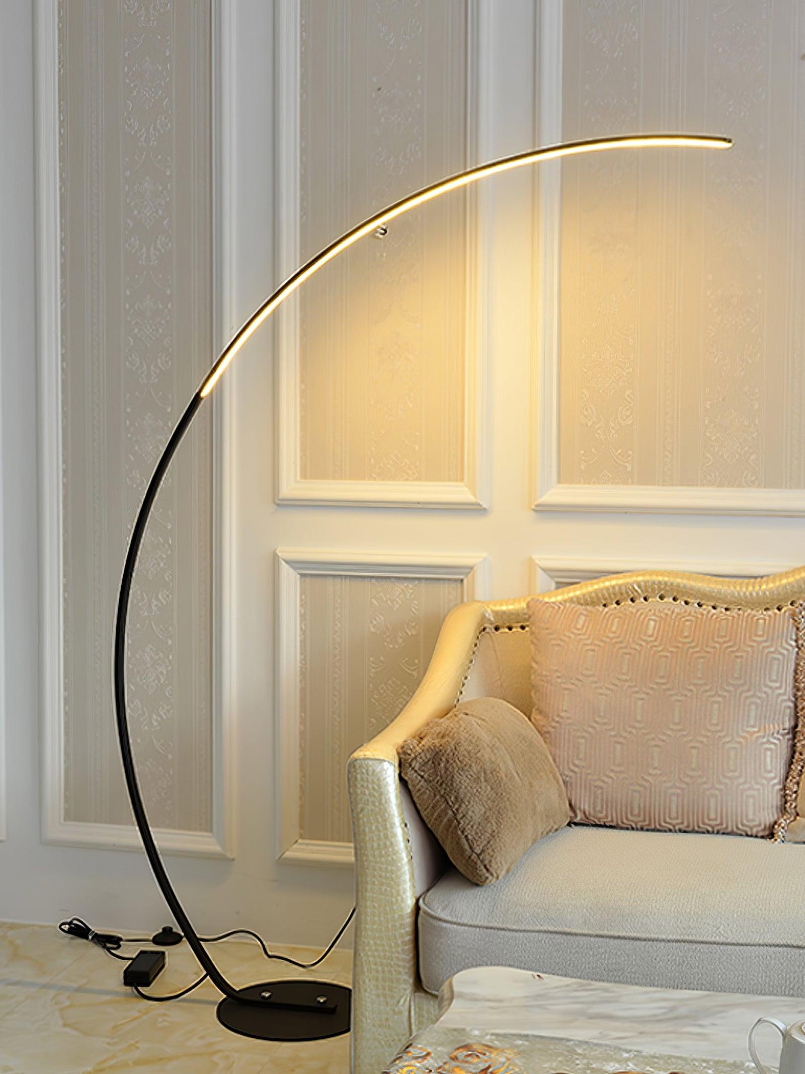 Lámpara de Pie Negra Arco con Luz LED Integrada – Diseño Minimalista para Salón y Espacios Modernos 4