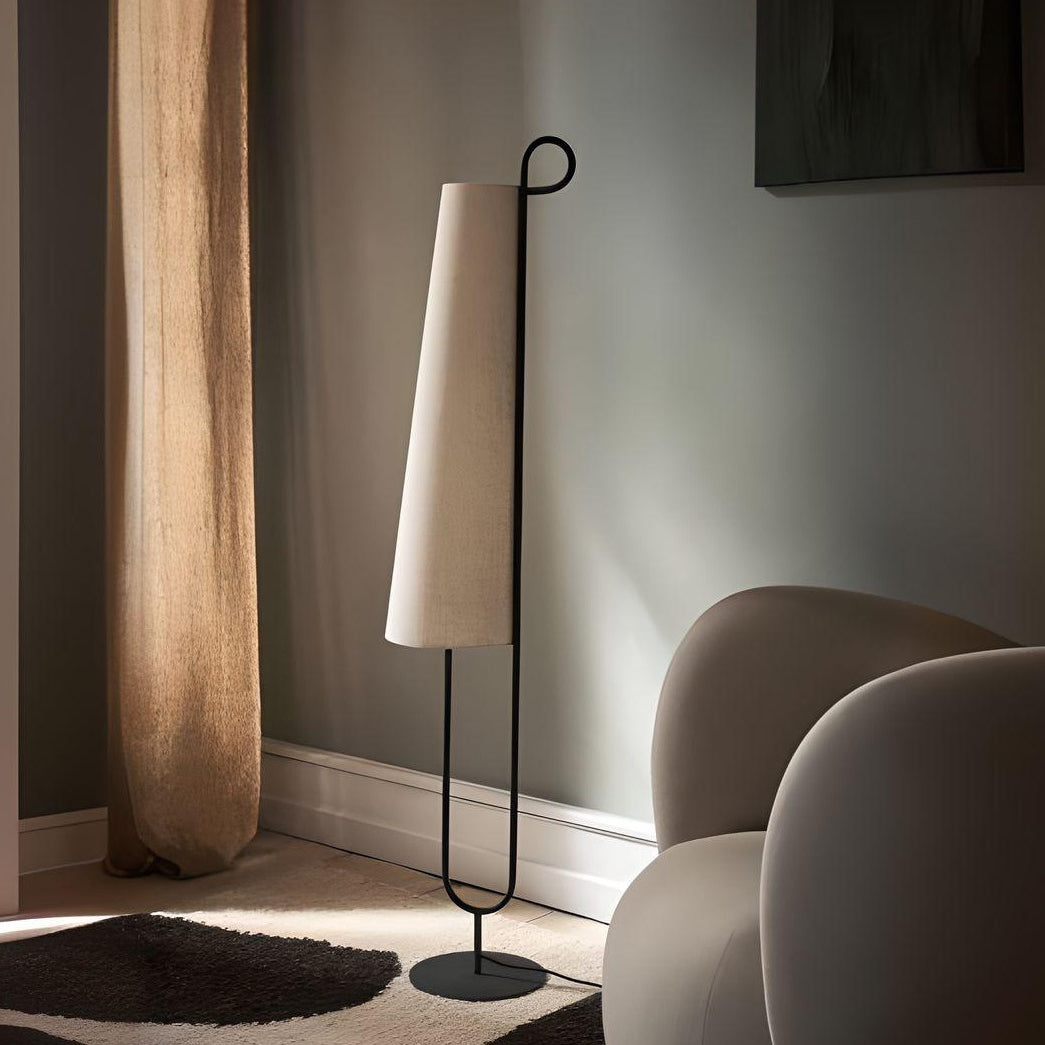 Tavli - Lámpara de Pie Negra Moderna con Pantalla de Tela y Estructura de Metal para Salón - Diseño Elegante y Minimalista