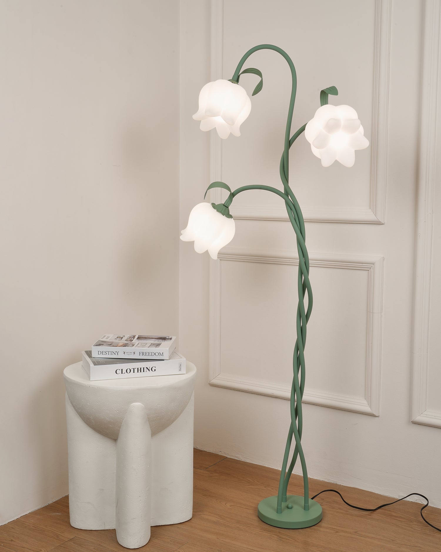 Lámpara de Pie Tulipán Flexible con Pantallas en Forma de Flor y Acabado Verde – Ideal para Salón y Decoración Moderna 4