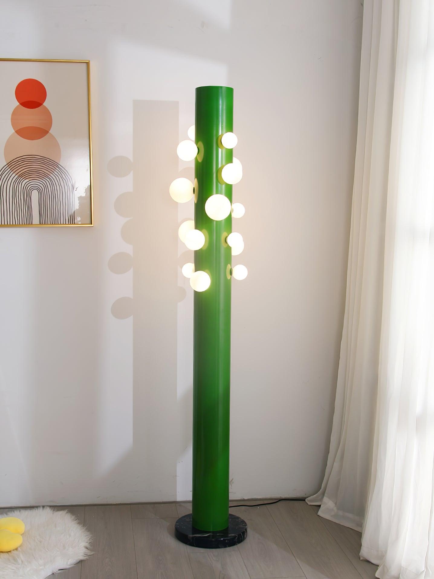 Lámpara de Pie Verde de Metal y Vidrio con Interruptor de Encendido y Apagado 7
