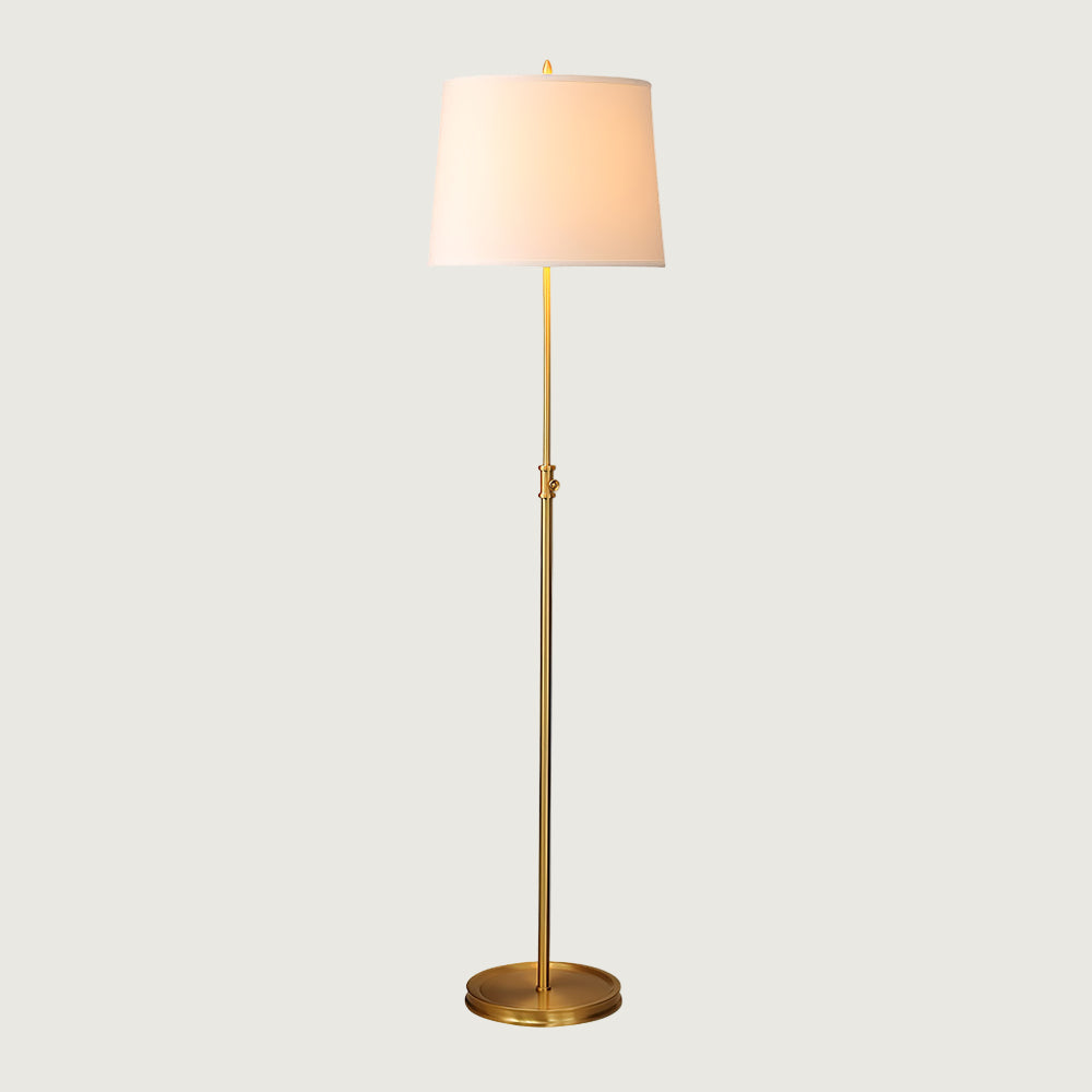 Lámpara de Pie Vintage de Bronce con Pantalla de Lino Blanco – Ideal para Salas y Oficinas 0