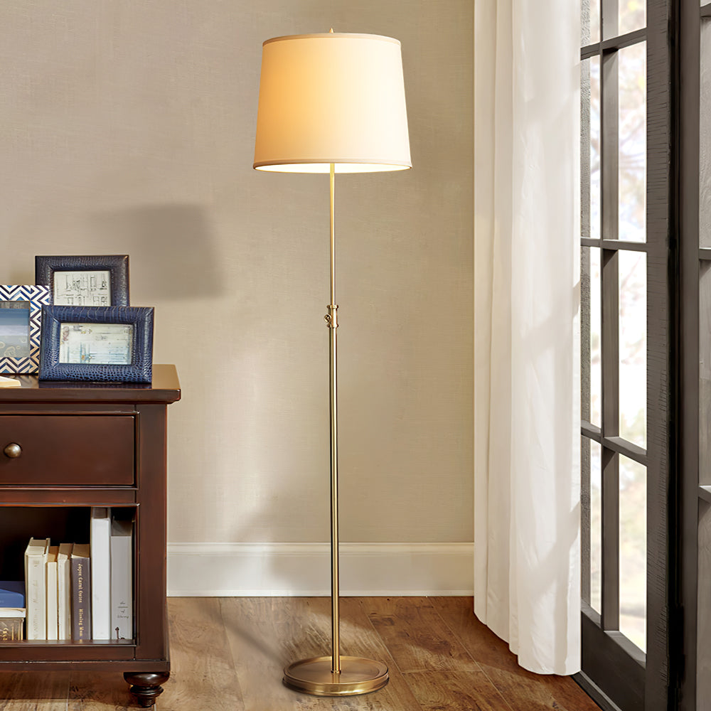 Lámpara de Pie Vintage de Bronce con Pantalla de Lino Blanco – Ideal para Salas y Oficinas 2