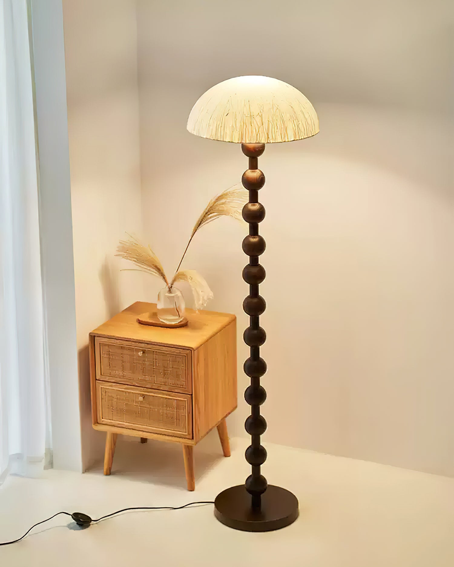 Lámpara de Pie con Diseño Escultural de Madera y Pantalla de Papel de Arroz – Ideal para Decoración Interior 4
