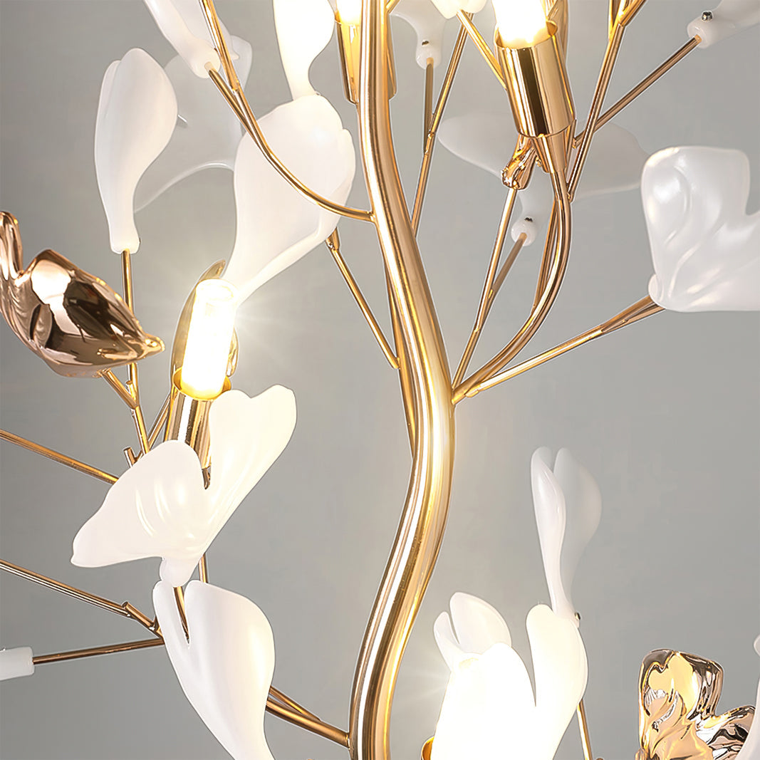 Lámpara de Pie con Diseño de Hoja de Ginkgo en Acabado Dorado y Blanco – Elegante Lámpara de Estilo Mid Century 7
