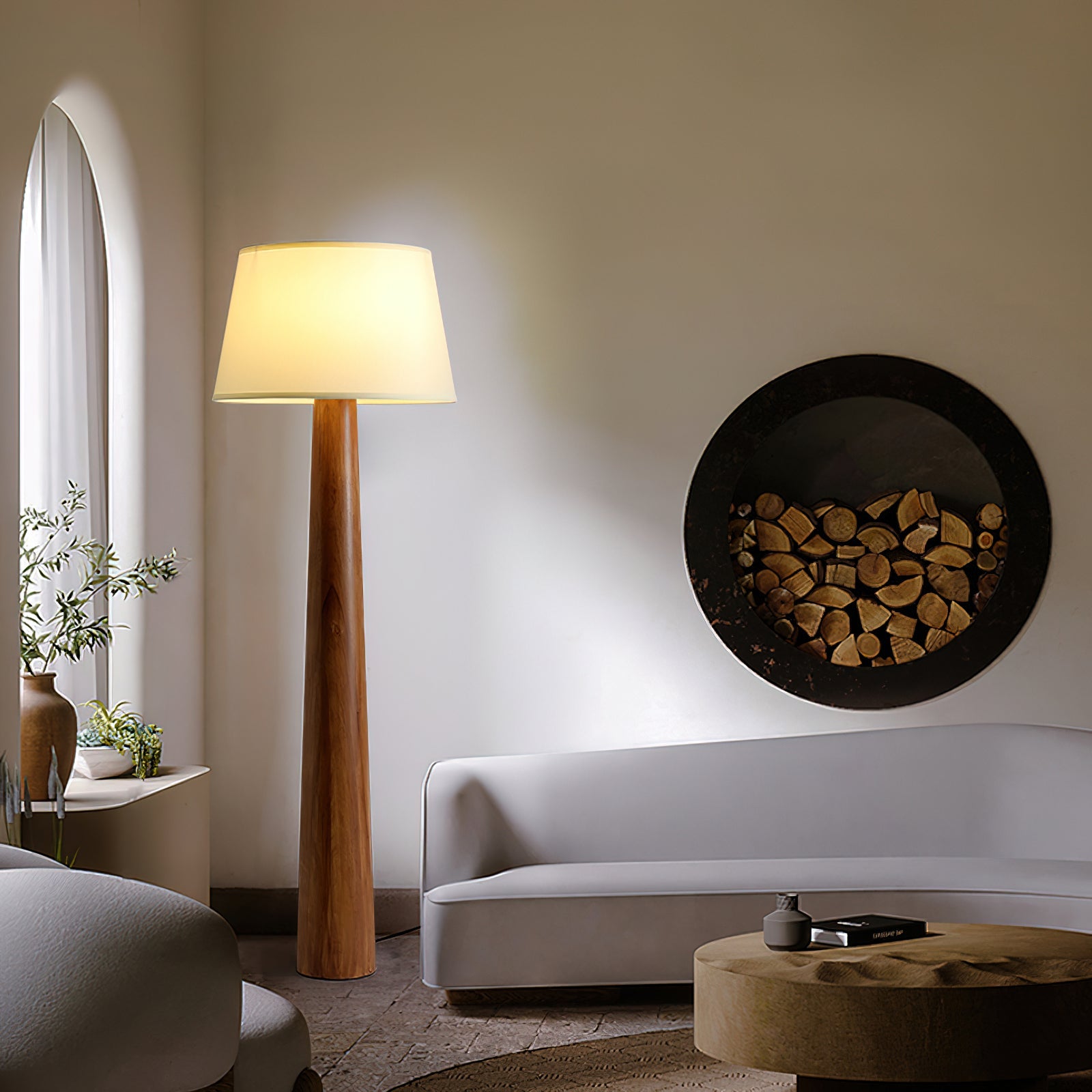 Lámpara de Pie de Madera Malva Minimalista para Salón – Iluminación Moderna y Acogedora 5