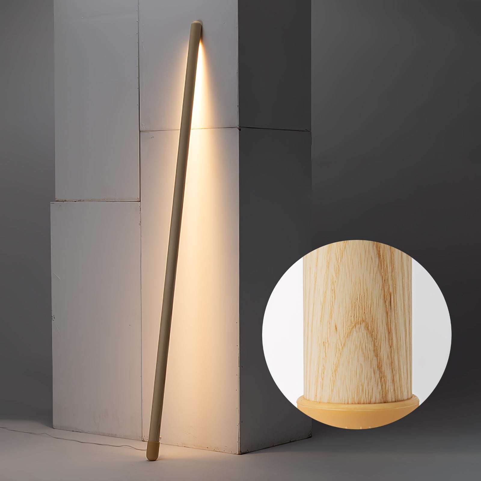 Lámpara de Pie de Madera con Luz LED Integrada y Diseño Moderno para Salón - Elegante y Funcional 3