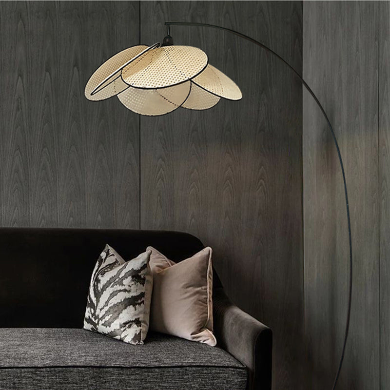 Lámpara de Pie de Ratan Moderna con Luz Cálida – Iluminación Elegante para Salón y Hogar, Diámetro 70 cm, Altura 180 cm 1