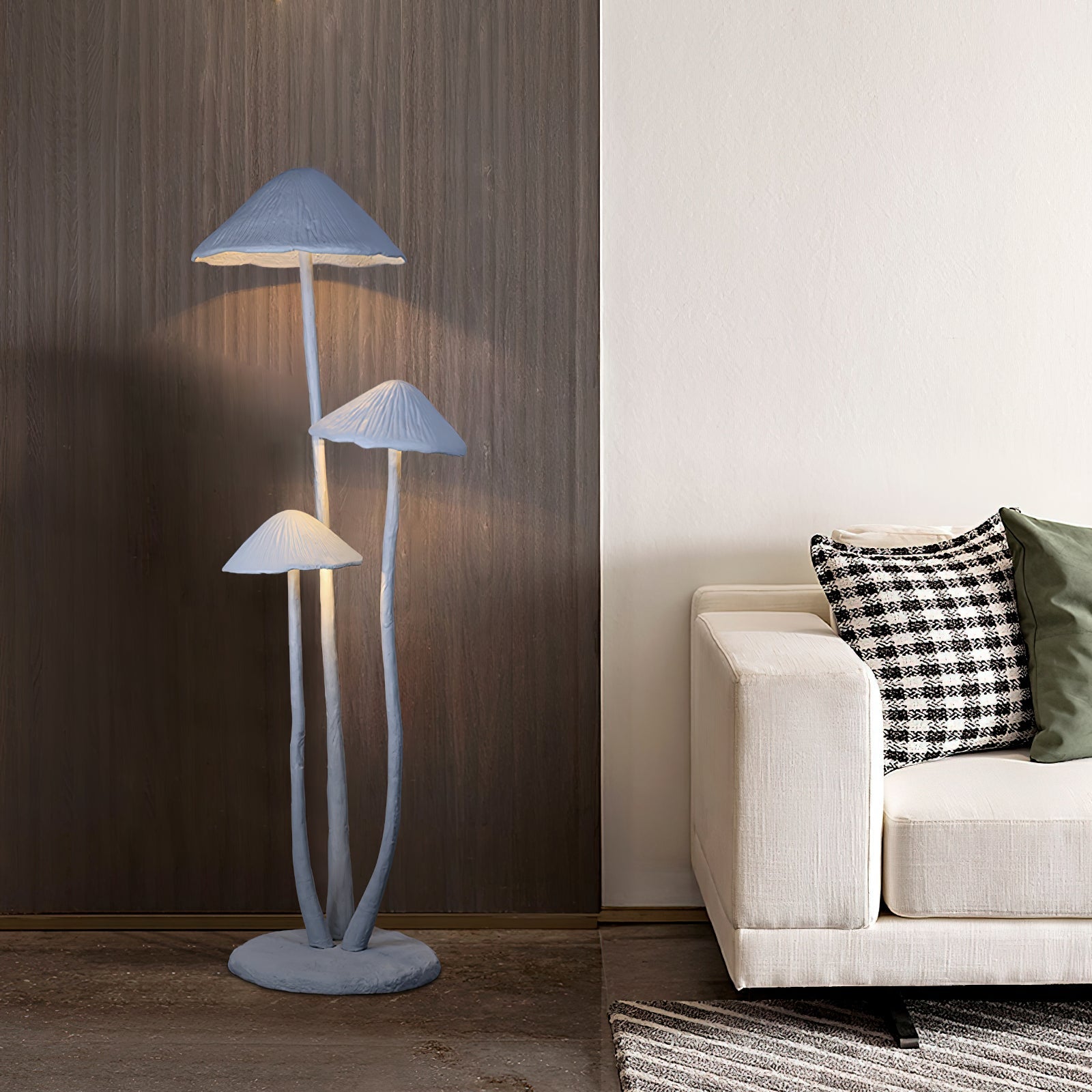 Lámpara de Suelo Escultura de Hongo LED para Salón – Diseño Natural en Gris, Verde y Blanco, Altura 186cm 2