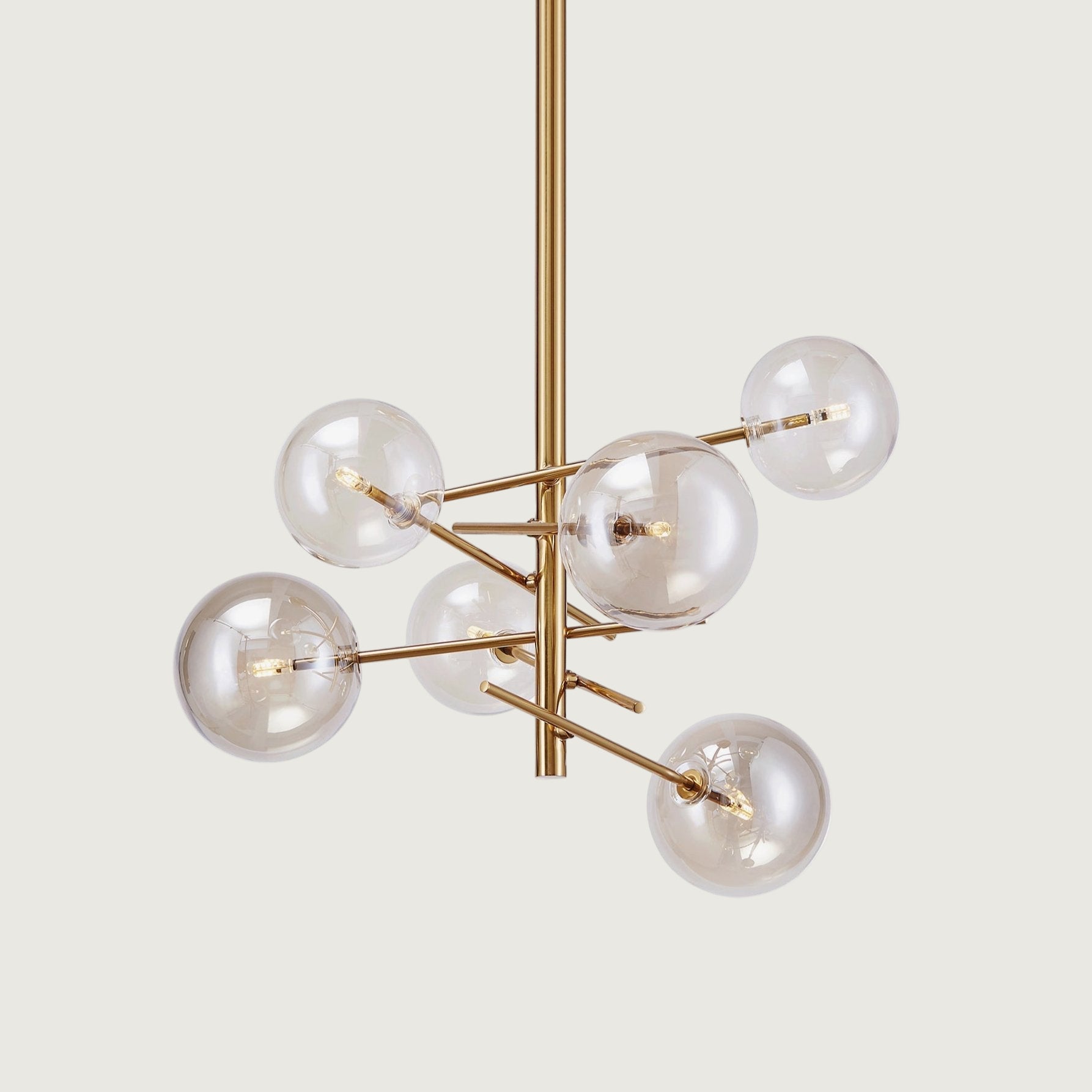 Lámpara de Suspensión Bolle con Esferas de Cristal y Luz LED – Personalizable en Altura 1