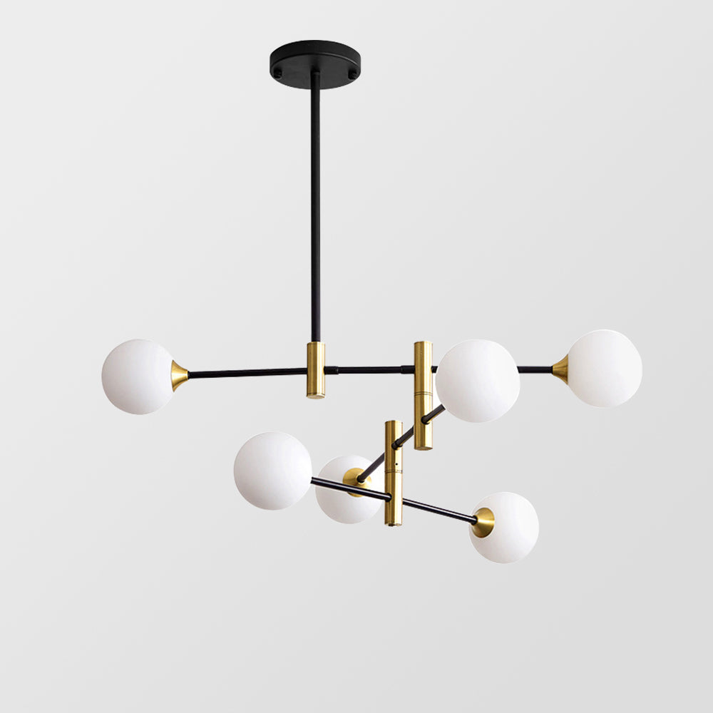 Lámpara de Techo Colgante Sputnik, Araña Moderna de Hierro y Vidrio, 4/6 Bombillas, Acabado Blanco 4