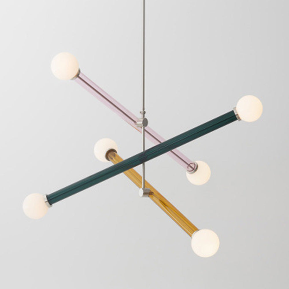 Lámpara de Techo Colorida de Tres Luces para Comedor – Diseño Elegante y Moderno en Vidrio y Hierro 0