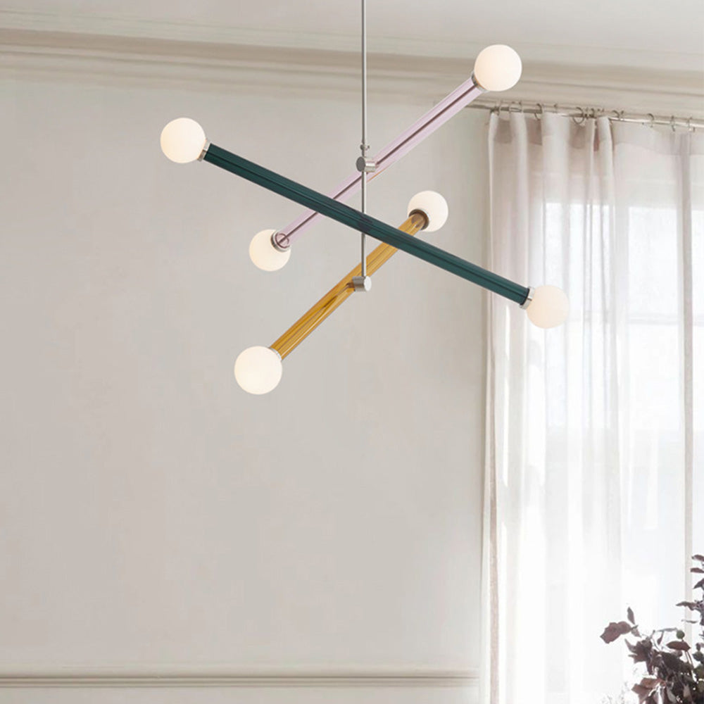 Lámpara de Techo Colorida de Tres Luces para Comedor – Diseño Elegante y Moderno en Vidrio y Hierro 1