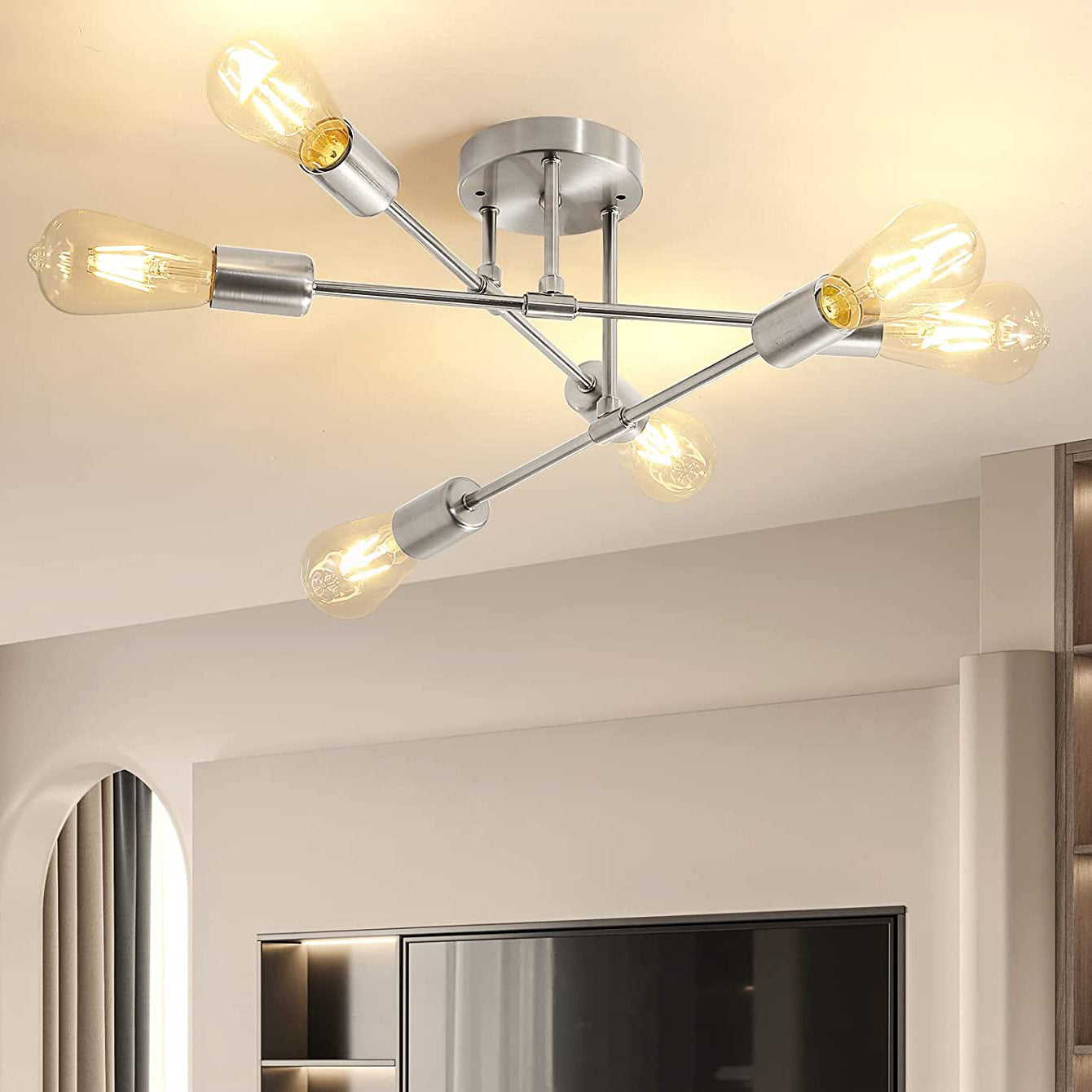 Lámpara de Techo Creativa de Hierro con Múltiples Cabezas para Iluminación Moderna en Dormitorio y Salón 6