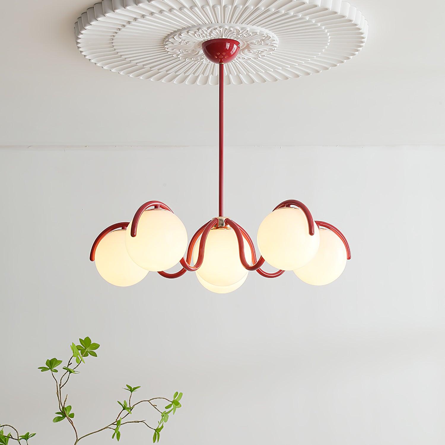 Lámpara de Techo Curva de Metal y Vidrio, Diseño Moderno para Comedor y Cocina, 69 cm, Compatible con LED 3