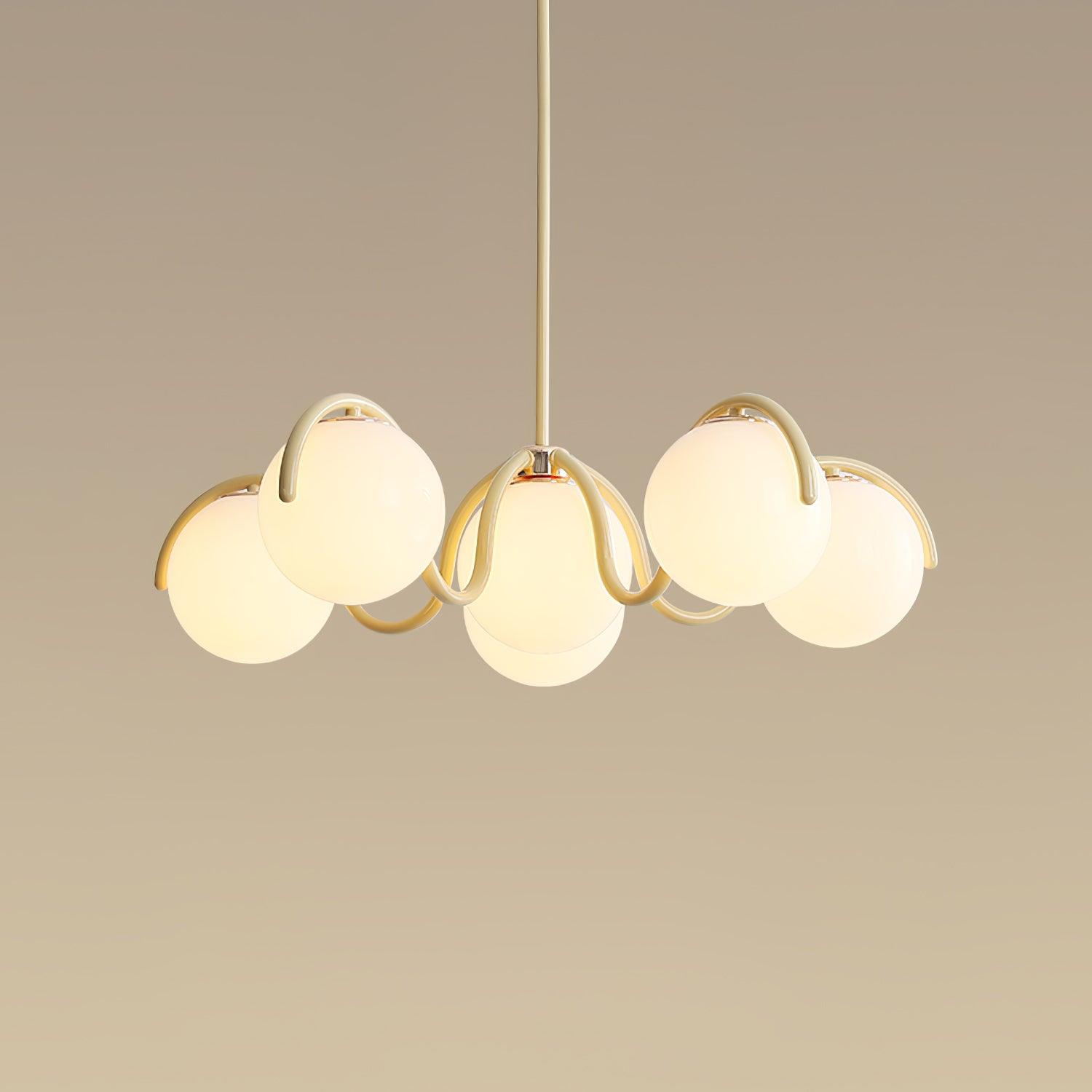 Lámpara de Techo Curva de Metal y Vidrio, Diseño Moderno para Comedor y Cocina, 69 cm, Compatible con LED 8