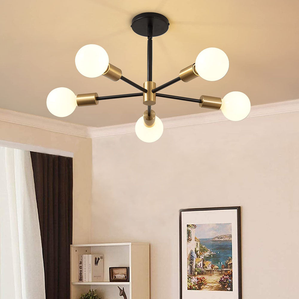 Lámpara de Techo Elegante y Ajustable para Sala de Estar - Chandelier de Hierro en Negro y Dorado 0