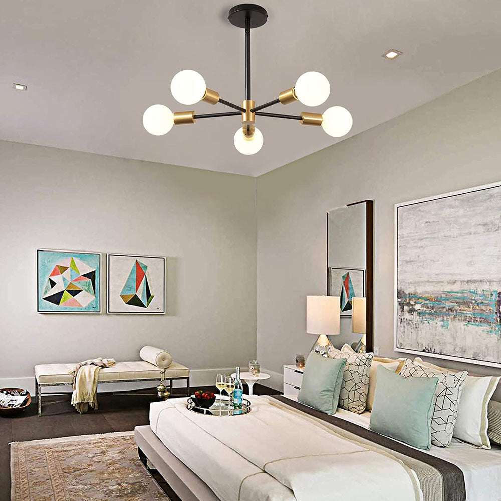 Lámpara de Techo Elegante y Ajustable para Sala de Estar - Chandelier de Hierro en Negro y Dorado 2