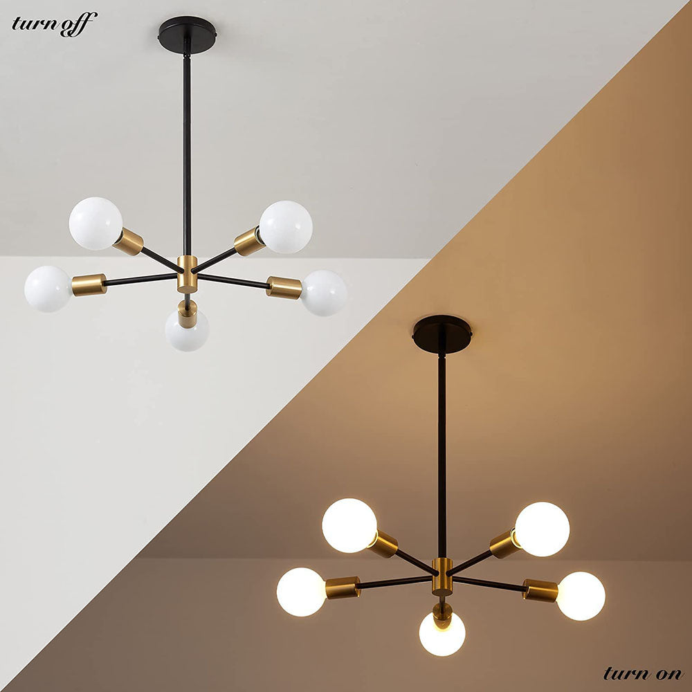 Lámpara de Techo Elegante y Ajustable para Sala de Estar - Chandelier de Hierro en Negro y Dorado 6