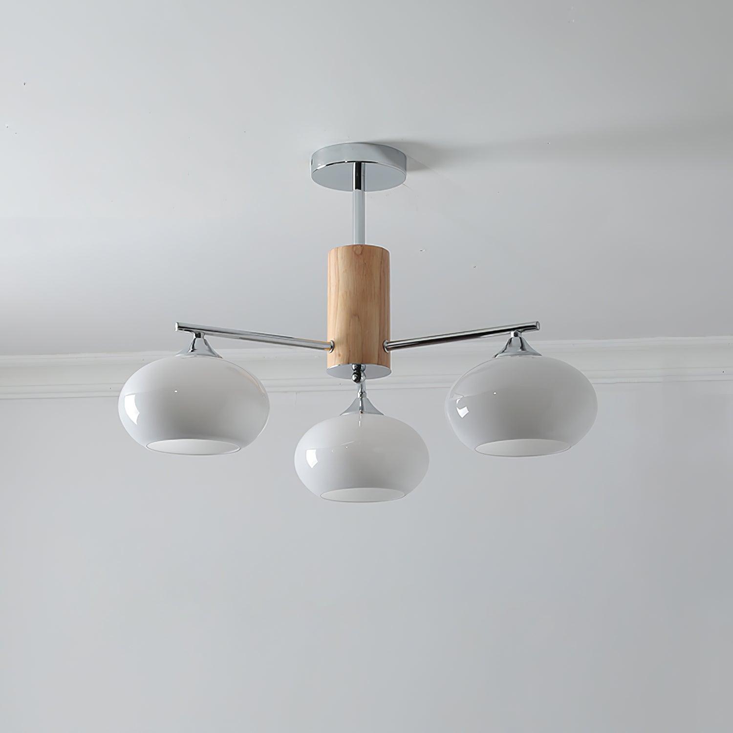 Lámpara de Techo Elíptica de Vidrio Persimón, 3/6/8 Lámparas, Diseño Moderno, Altura Ajustable, Ideal para Interiores 0