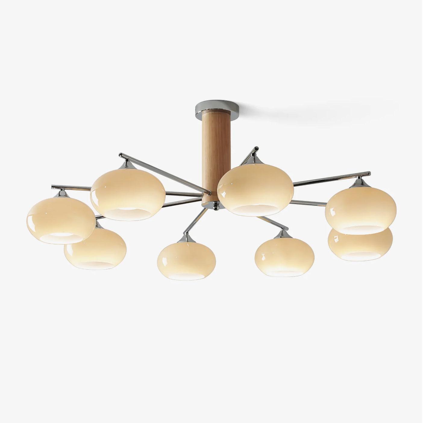 Lámpara de Techo Elíptica de Vidrio Persimón, 3/6/8 Lámparas, Diseño Moderno, Altura Ajustable, Ideal para Interiores 1