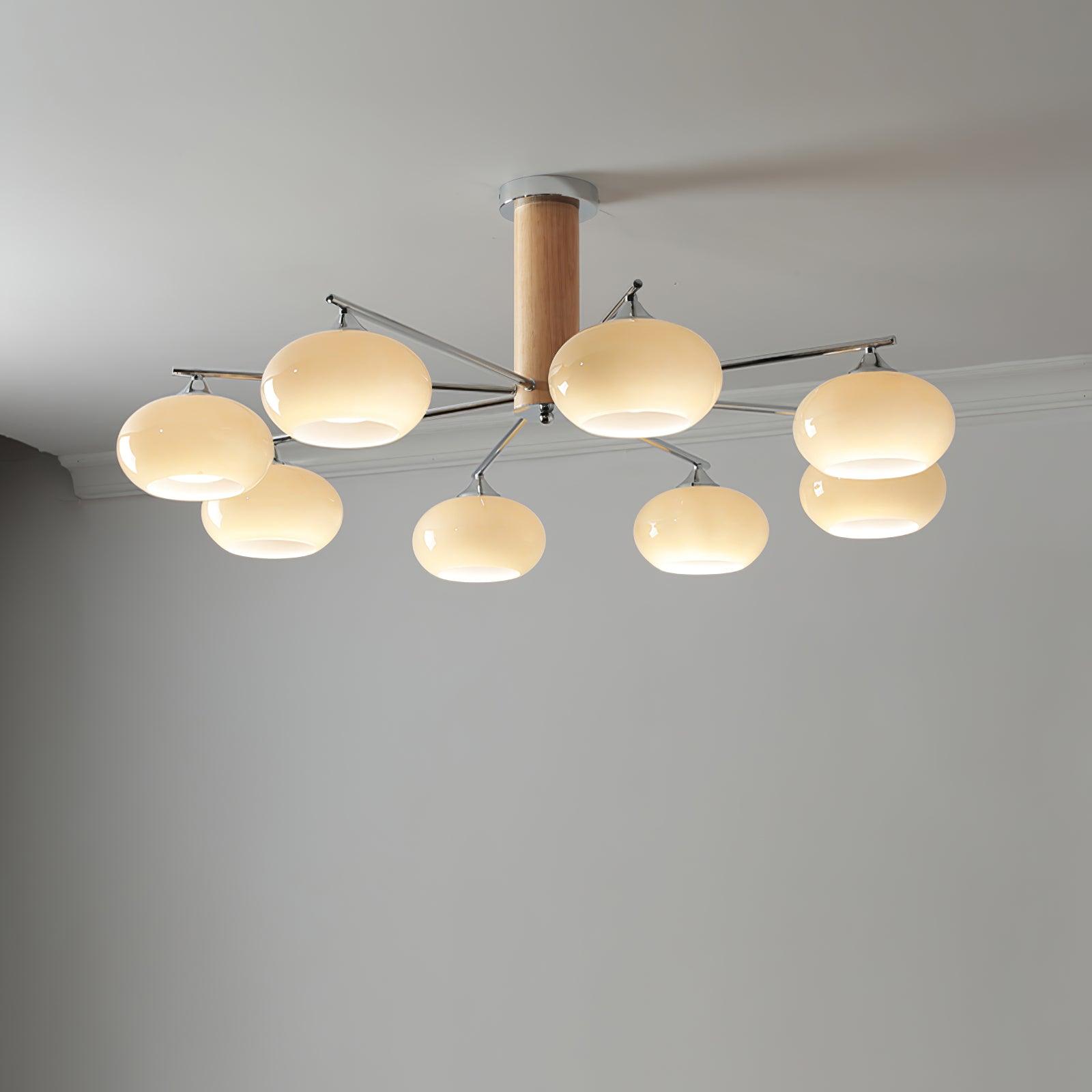 Lámpara de Techo Elíptica de Vidrio Persimón, 3/6/8 Lámparas, Diseño Moderno, Altura Ajustable, Ideal para Interiores 7