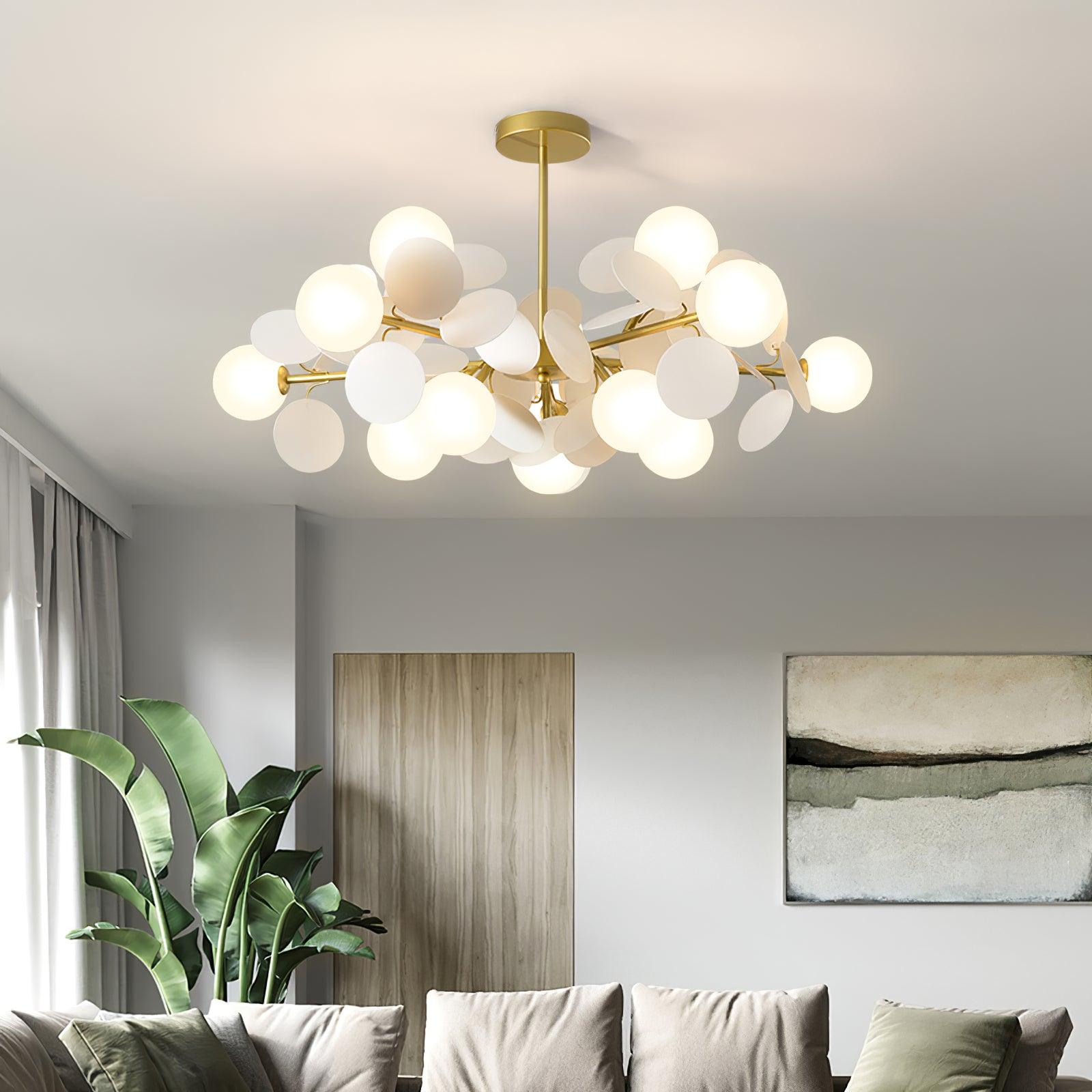 Lámpara de Techo Estilo Árbol Off White con 8-15 Luces, Diseño Geométrico y Botánico, Ideal para Iluminación Moderna y Ambiental 2