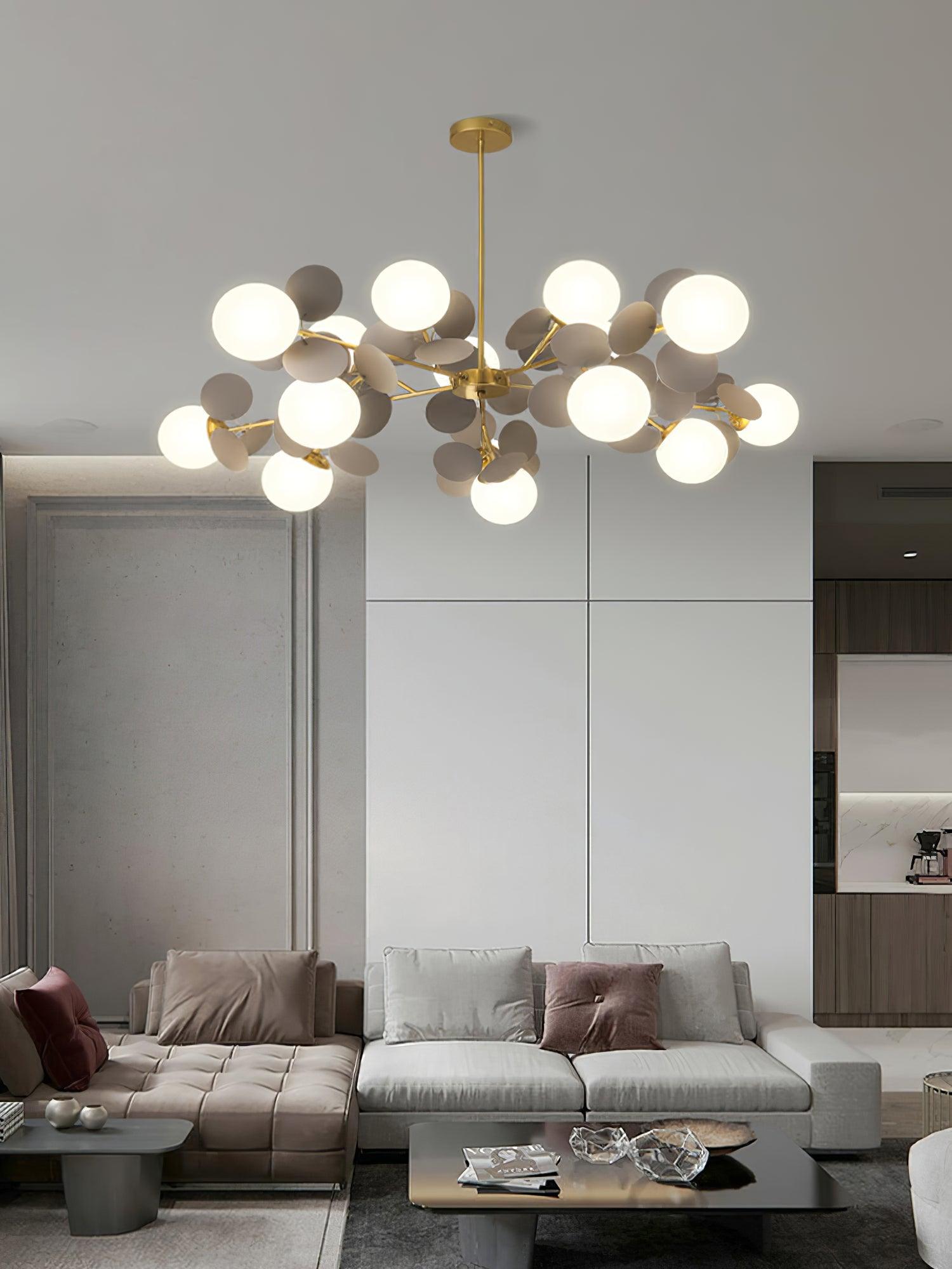 Lámpara de Techo Estilo Árbol Off White con 8-15 Luces, Diseño Geométrico y Botánico, Ideal para Iluminación Moderna y Ambiental 3