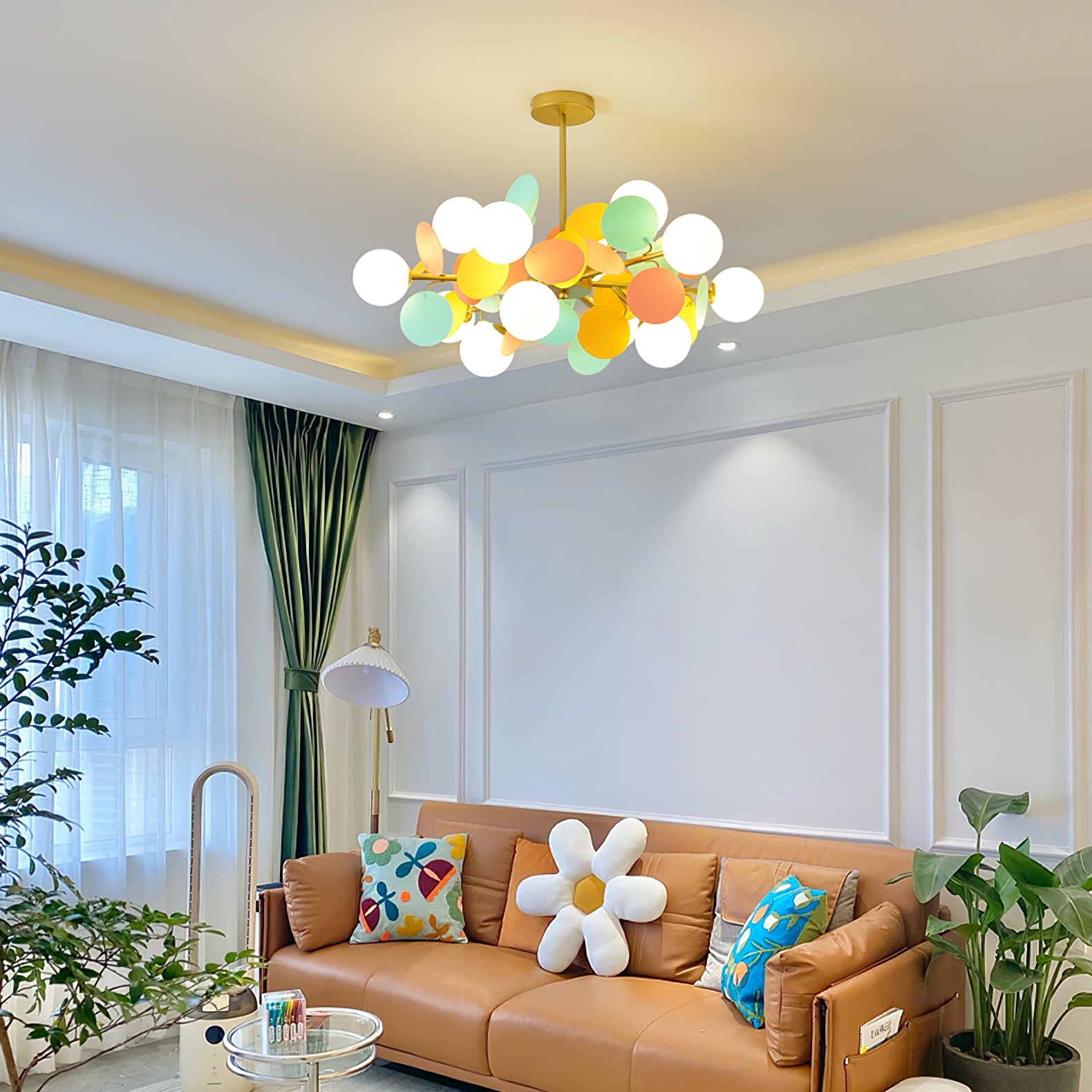 Lámpara de Techo Estilo Árbol Off White con 8-15 Luces, Diseño Geométrico y Botánico, Ideal para Iluminación Moderna y Ambiental 6