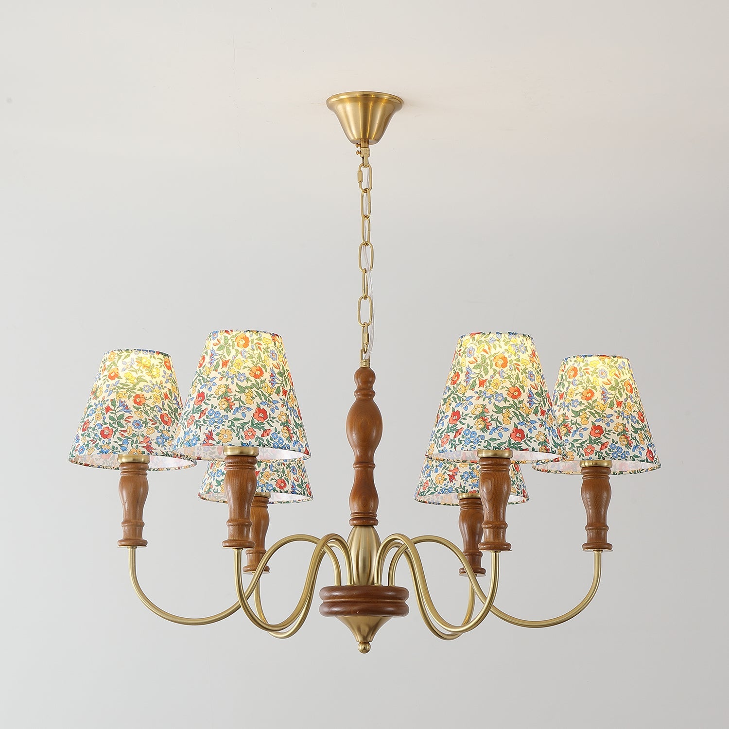 Lámpara de Techo Floral Alyssa de Metal y Madera, 3, 6 o 8 Luces, Ideal para Salones y Comedores - Lámparas de Techo Modernas 10
