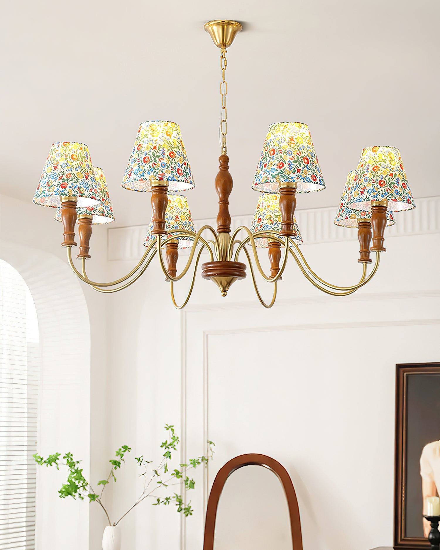 Lámpara de Techo Floral Alyssa de Metal y Madera, 3, 6 o 8 Luces, Ideal para Salones y Comedores - Lámparas de Techo Modernas 3