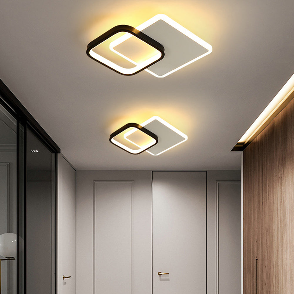 Lámpara de Techo LED Geométrica Moderna de Hierro Negro para Sala de Estar 0