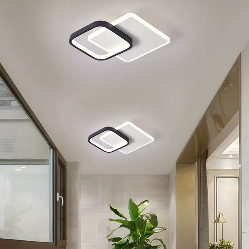 Lámpara de Techo LED Geométrica Moderna de Hierro Negro para Sala de Estar 1
