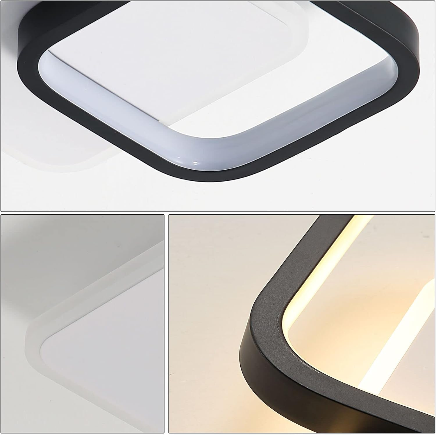 Lámpara de Techo LED Geométrica Moderna de Hierro Negro para Sala de Estar 6