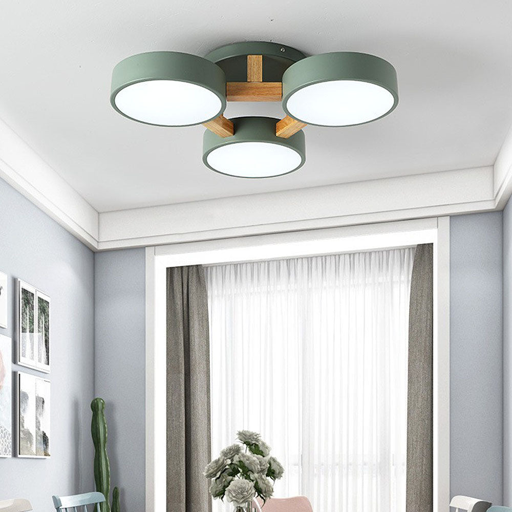 Lámpara de Techo LED Moderna de Hierro y Madera para Dormitorio – Diseño Geométrico 0
