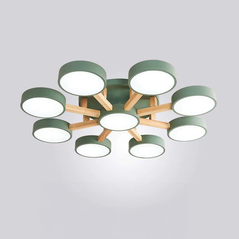Lámpara de Techo LED Moderna de Hierro y Madera para Dormitorio – Diseño Geométrico 16