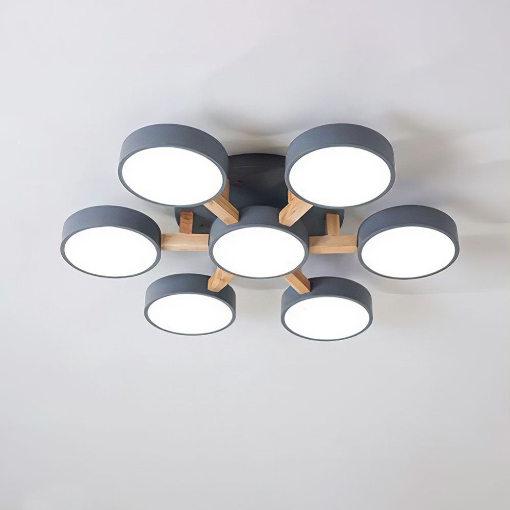 Lámpara de Techo LED Moderna de Hierro y Madera para Dormitorio – Diseño Geométrico 22