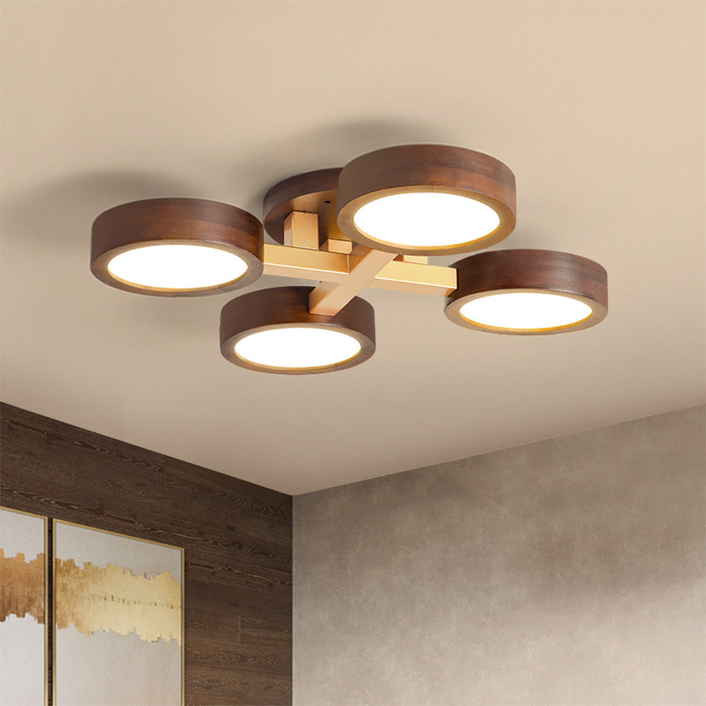 Lámpara de Techo LED Moderna de Hierro y Madera para Dormitorio – Diseño Geométrico 23