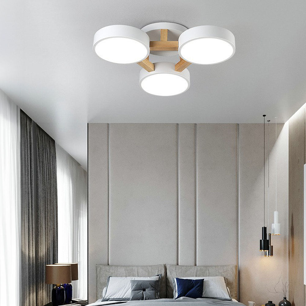 Lámpara de Techo LED Moderna de Hierro y Madera para Dormitorio – Diseño Geométrico 25