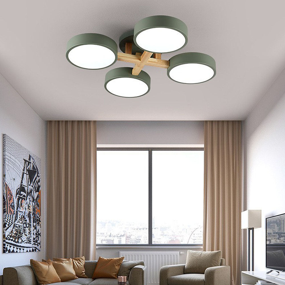 Lámpara de Techo LED Moderna de Hierro y Madera para Dormitorio – Diseño Geométrico 7