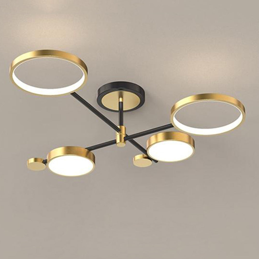 Lámpara de Techo LED Moderna en Forma de Anillos Dorados para Sala de Estar 2