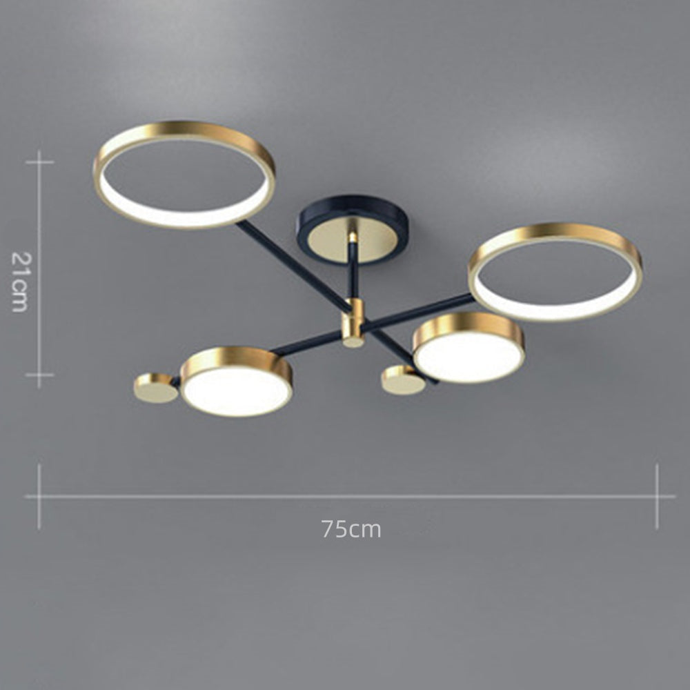 Lámpara de Techo LED Moderna en Forma de Anillos Dorados para Sala de Estar 3