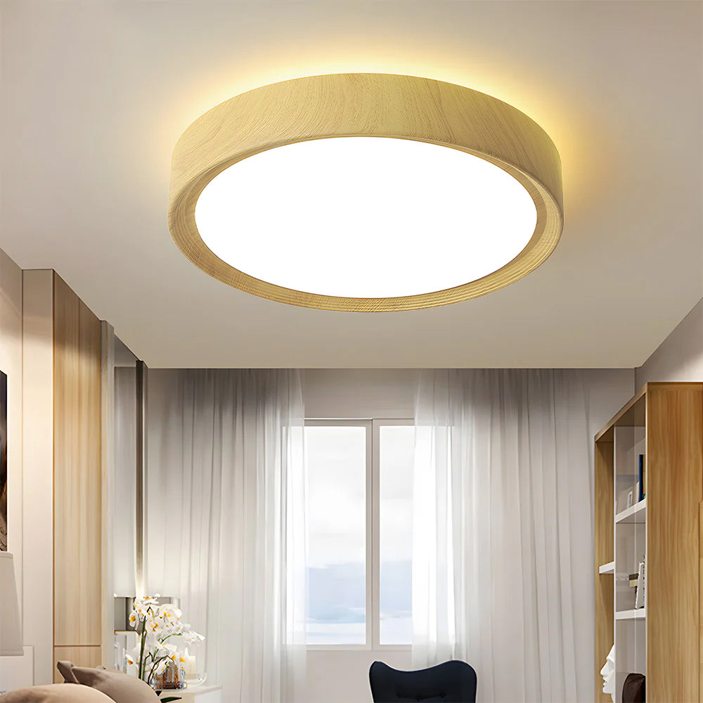 Lámpara de Techo LED Redonda Minimalista de Hierro y Madera para Interiores – Disponible en 30, 40 y 50 cm 1