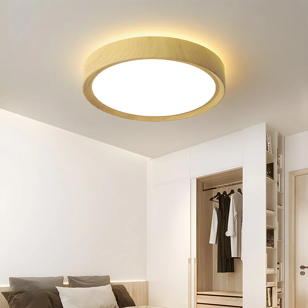 Lámpara de Techo LED Redonda Minimalista de Hierro y Madera para Interiores – Disponible en 30, 40 y 50 cm 3