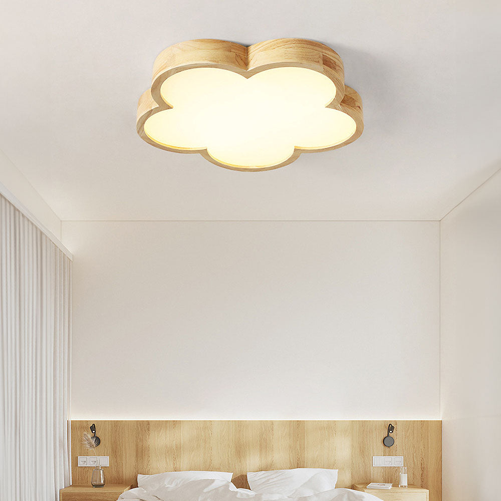 Lámpara de Techo LED Wabi-Sabi de Madera con Diseño Floral para Dormitorio y Sala de Estar 4