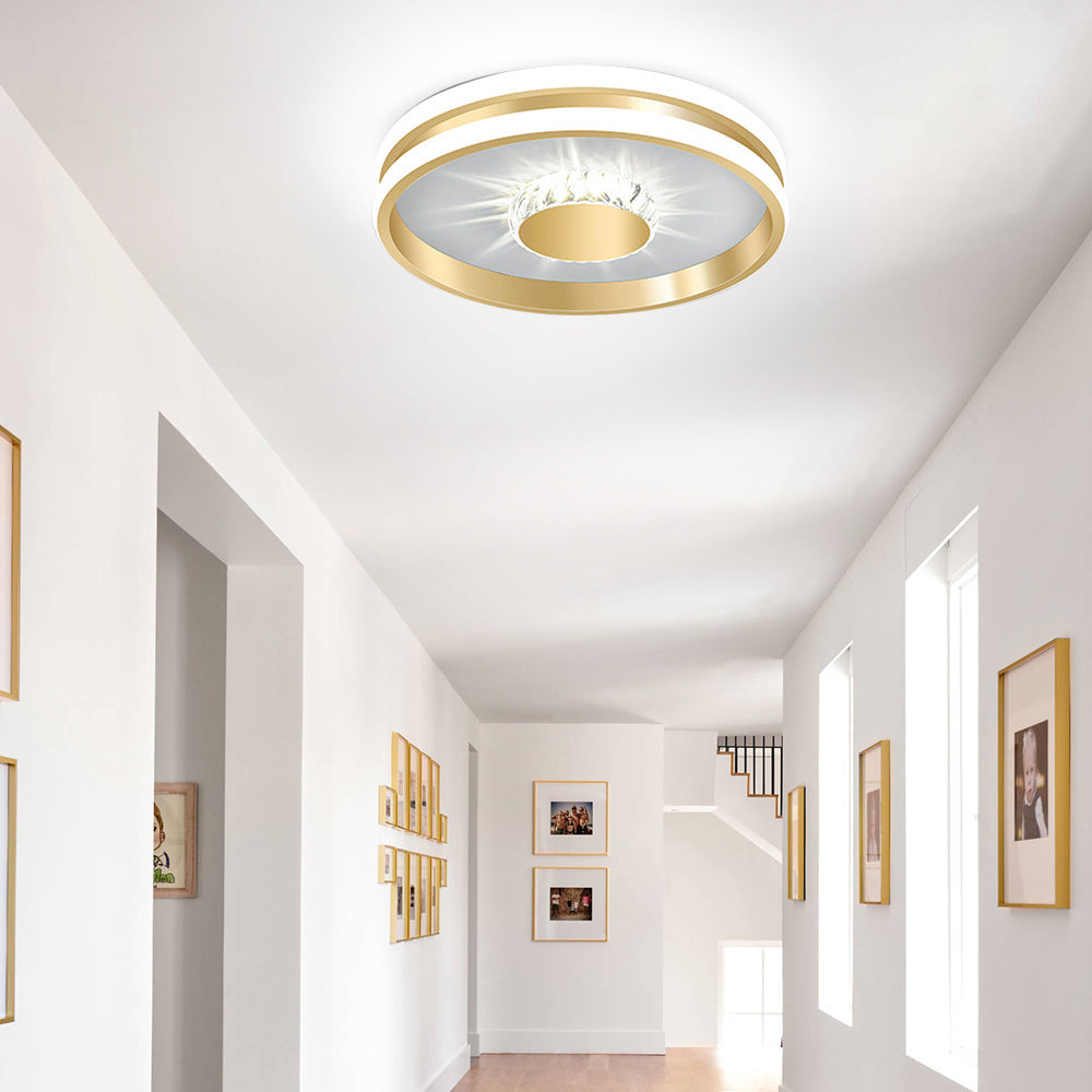 Lámpara de Techo LED de Cristal en Oro, Iluminación Moderna y Eficiente para Pasillo, 27W, Diseño Contemporáneo 0