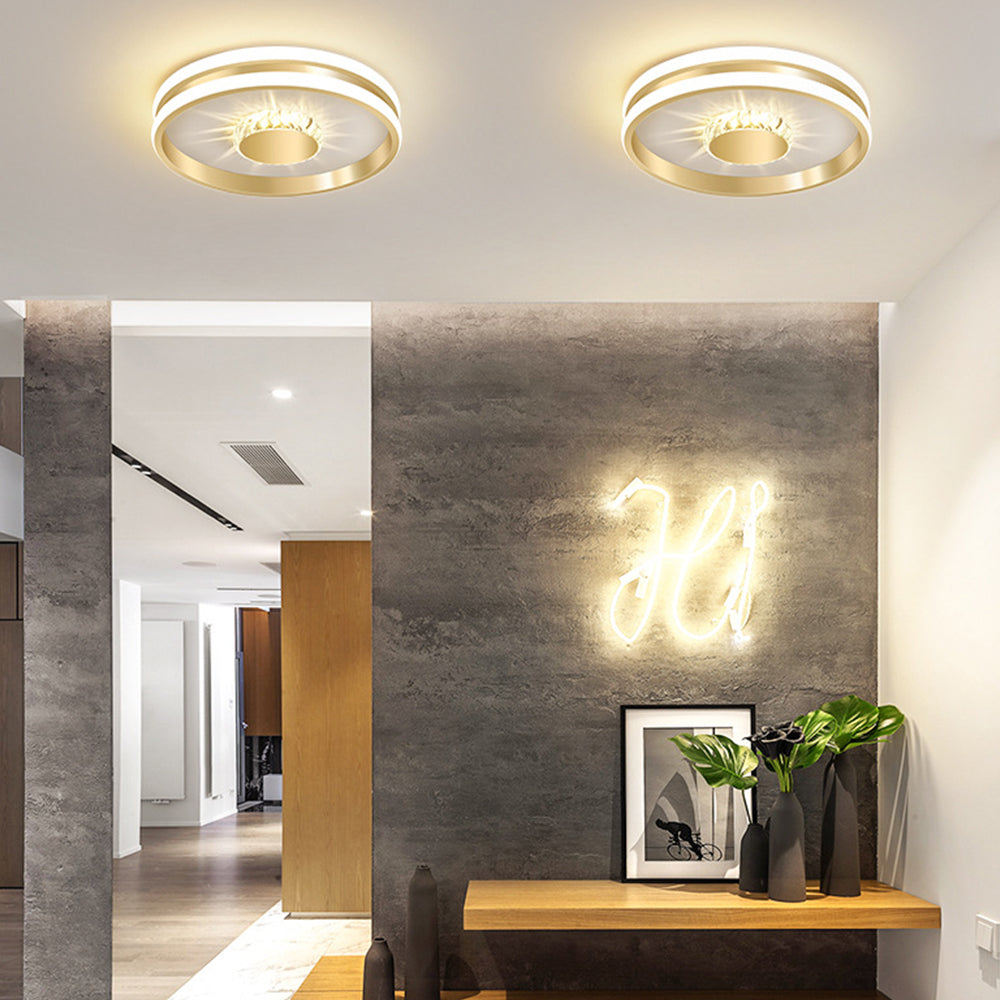 Lámpara de Techo LED de Cristal en Oro, Iluminación Moderna y Eficiente para Pasillo, 27W, Diseño Contemporáneo 3