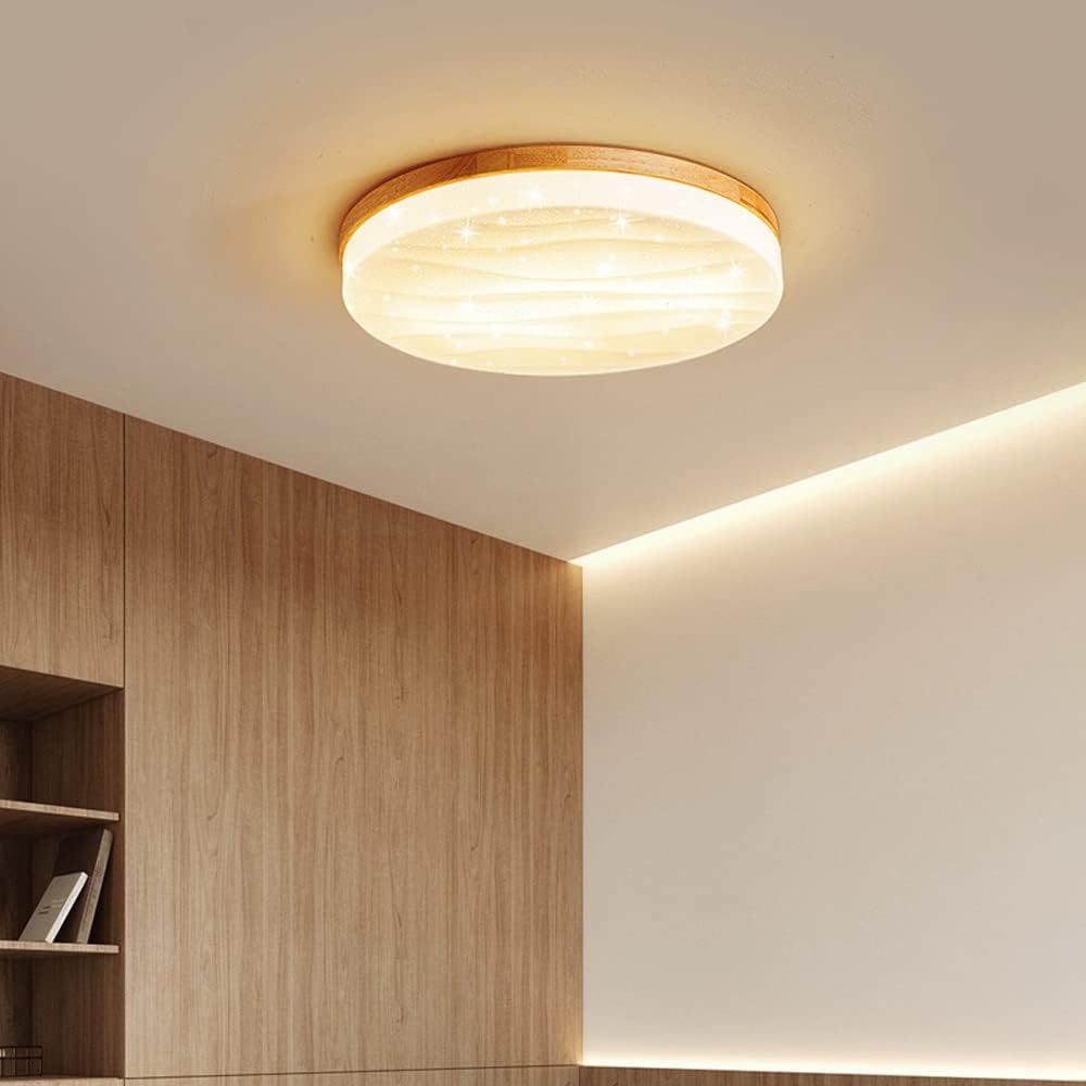 Lámpara de Techo LED de Madera Minimalista con Diseño Retro para Sala de Estar - Iluminación Eficiente y Acogedora 4