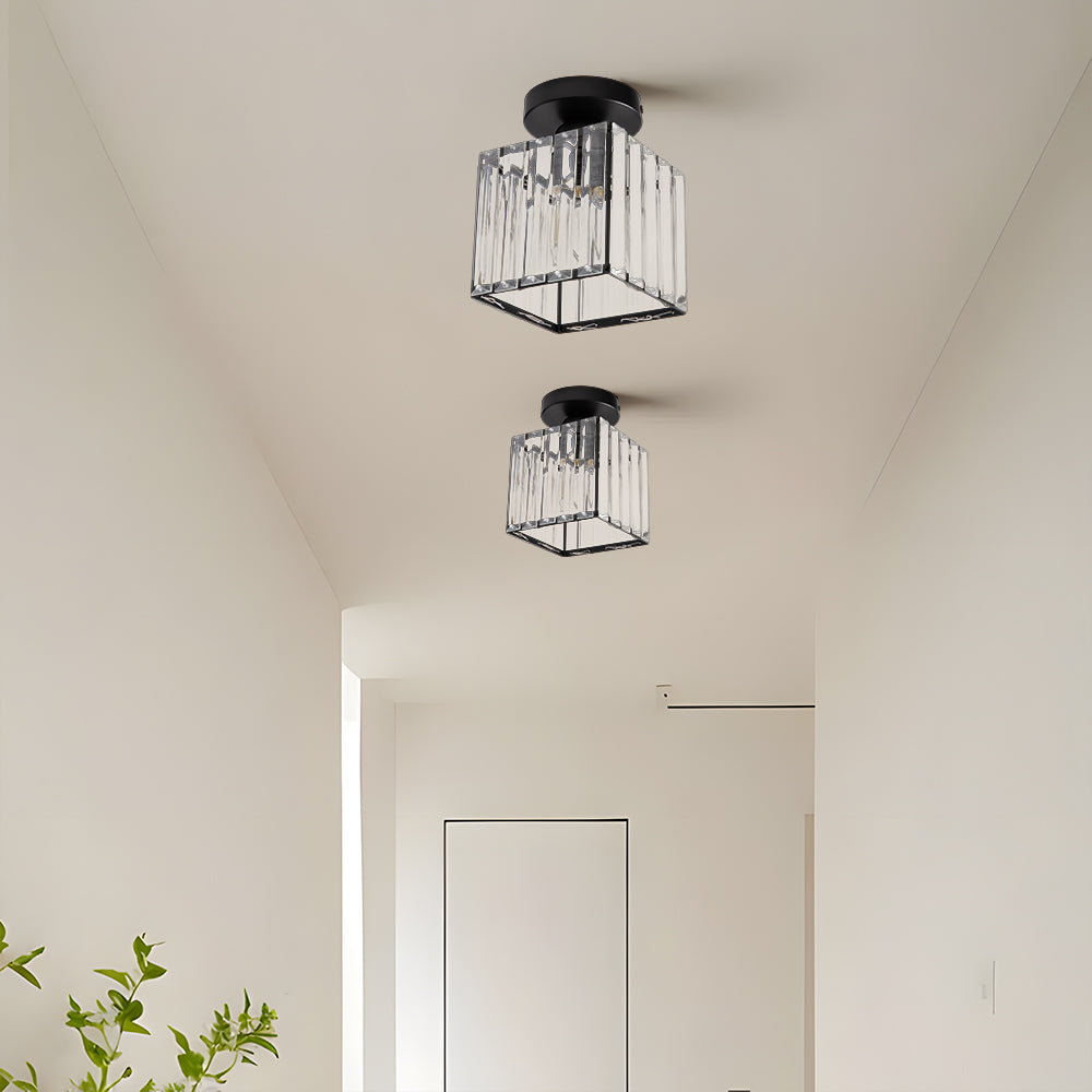 Lámpara de Techo Mini de Cristal Negra E27, 13 cm - Ideal para Espacios Pequeños y Pasillos, Plafones de Techo Elegantes 1