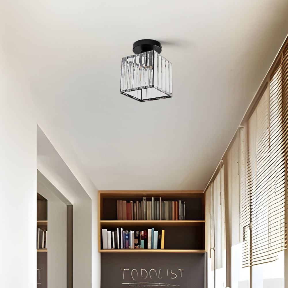 Lámpara de Techo Mini de Cristal Negra E27, 13 cm - Ideal para Espacios Pequeños y Pasillos, Plafones de Techo Elegantes 2