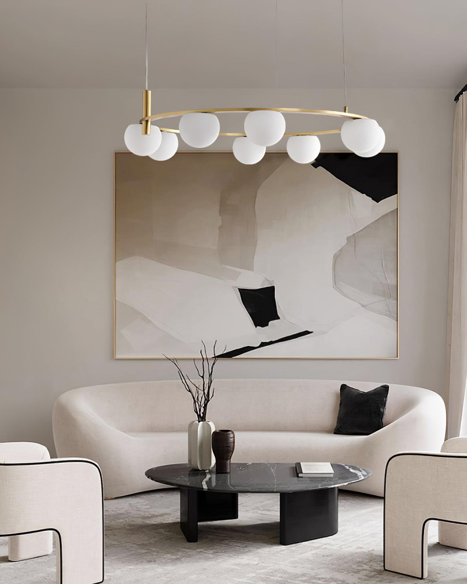 Lámpara de Techo Moderna Ceto con Pantallas de Vidrio Blanco y Estructura Metálica – Diseño Retro Elegante para Iluminación Interior 7